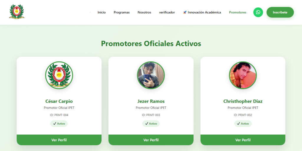 Consulta nuestros promotores oficiales en línea - IPETPERU